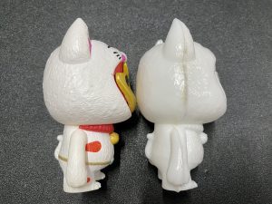 A complete white figurine made from an LDPE mold created using vacuum forming.