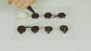 Use molds to craft yummy chocolate creations by pouring melted chocolate in them.