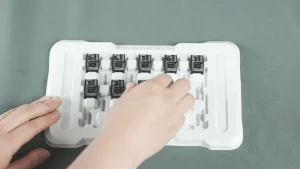Parts tray made with FORMART vacuum former, organizing motors, screws, and modules