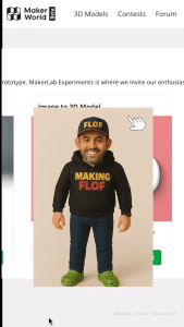 Converting 2D image to 3D figure model using Maker World