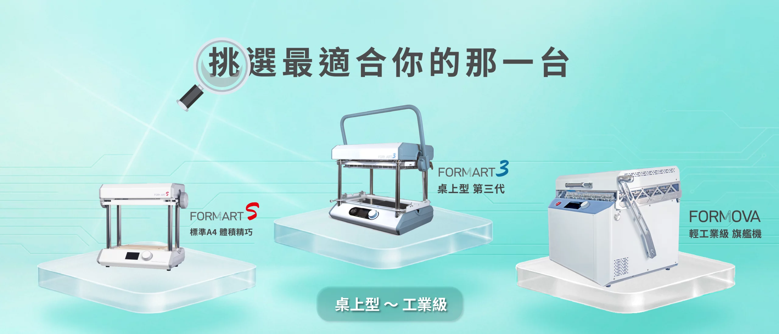 FORMART S, FORMART 2 and FORMOVA vacuum former comparison banner