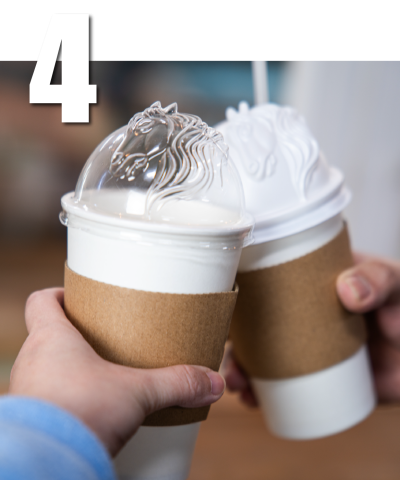 MYYARD 4 step-4 Step 4: Finished custom vacuum formed clear plastic cup lids made with a horse-shaped mold