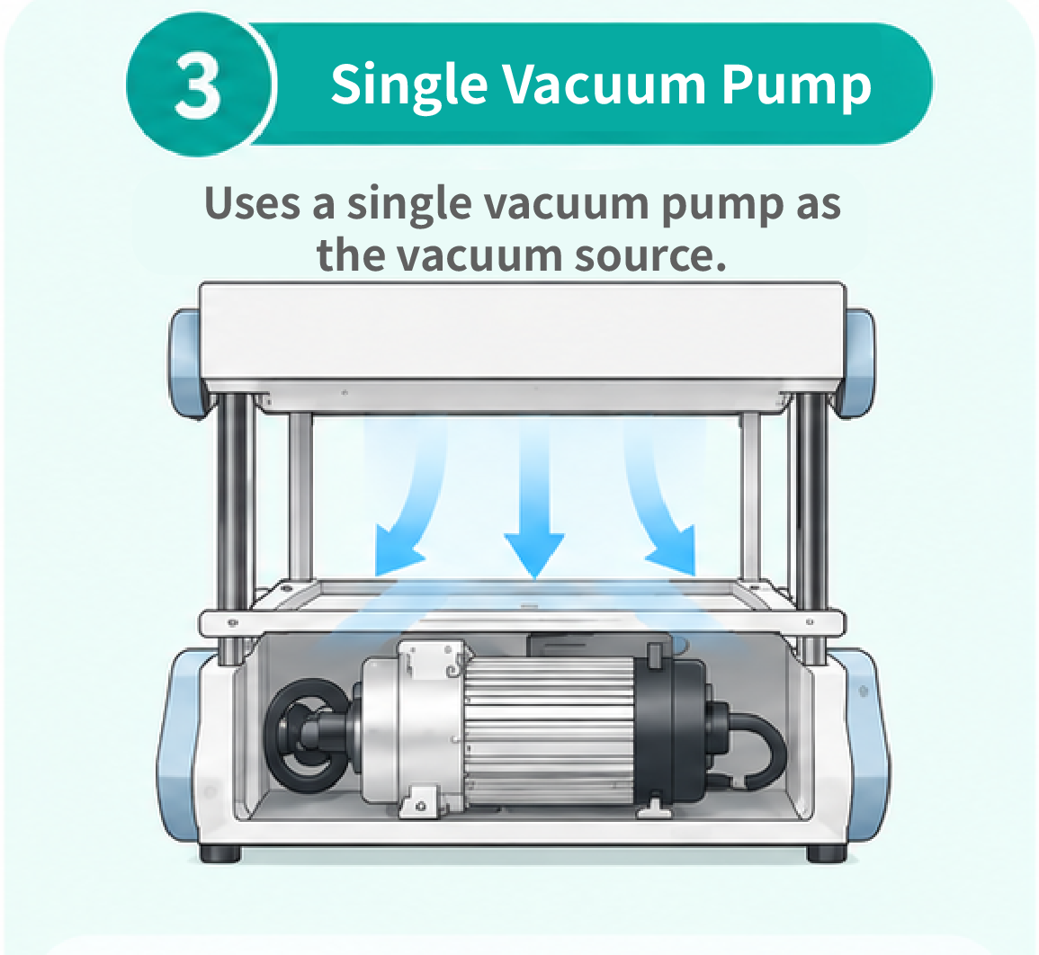 Comparison of Commercially Available Vacuum Forming Machines_single Single vacuum pump vacuum former with one built-in pump as the vacuum source
